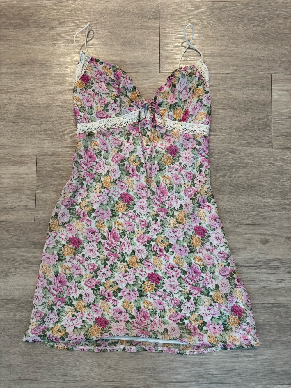 Princess Polly Floral Lace-Trim Slip Dress - Pink Multi